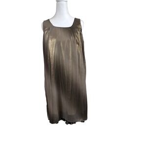 KANYA Metallic Ombre Fringe Dress Medium‎ Made in USA Sheer Overlay
